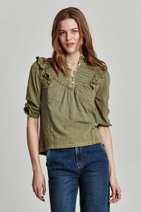 Another Love Kendall Pleated Top in Laurel Oak