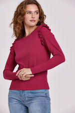 Camden Cranberry Ruffle Top by Another Love