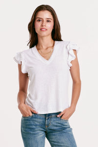 Another Love Oslo Petal Sleeve White Top