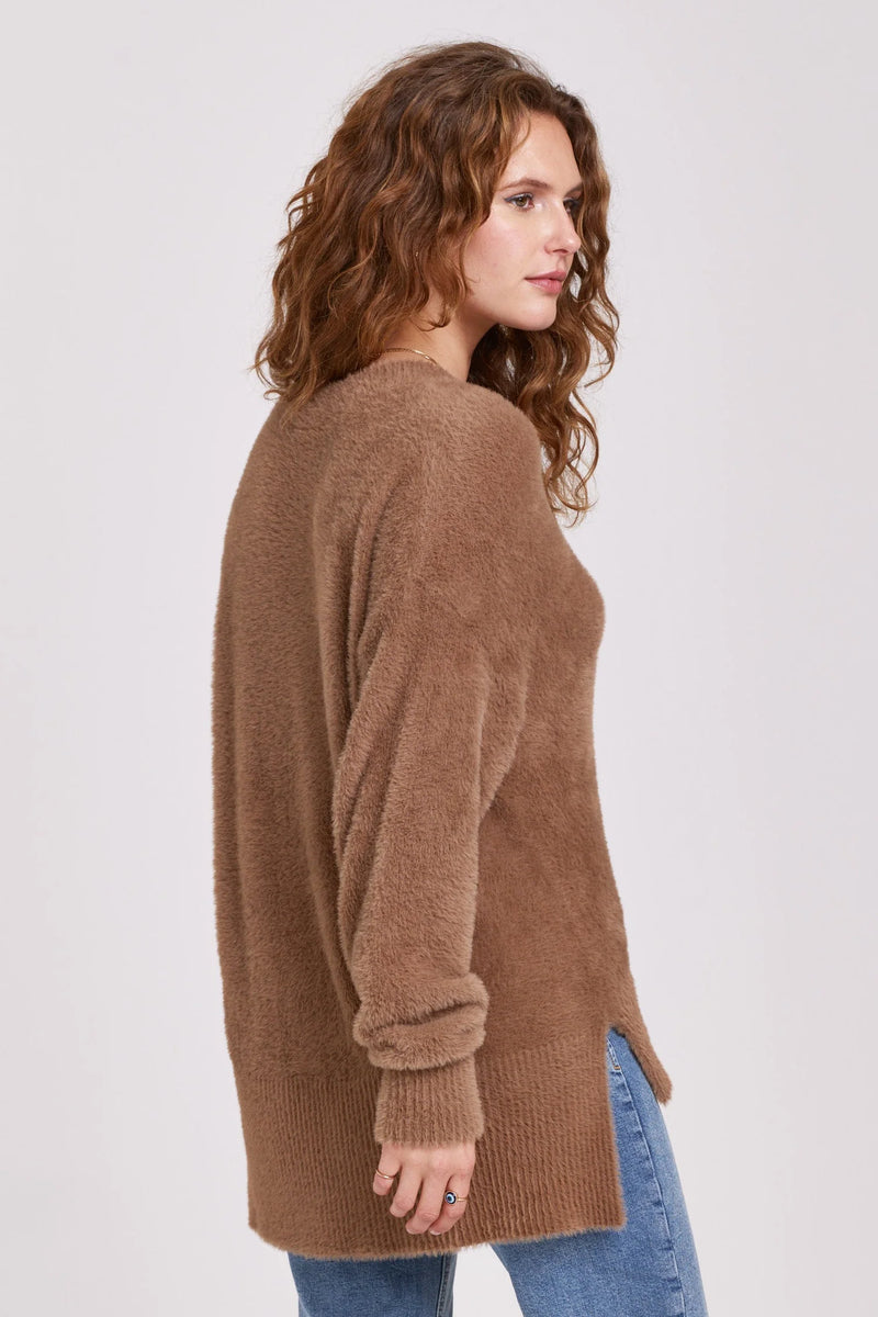 Margarita Walnut V-Neck Sweater by Another Love