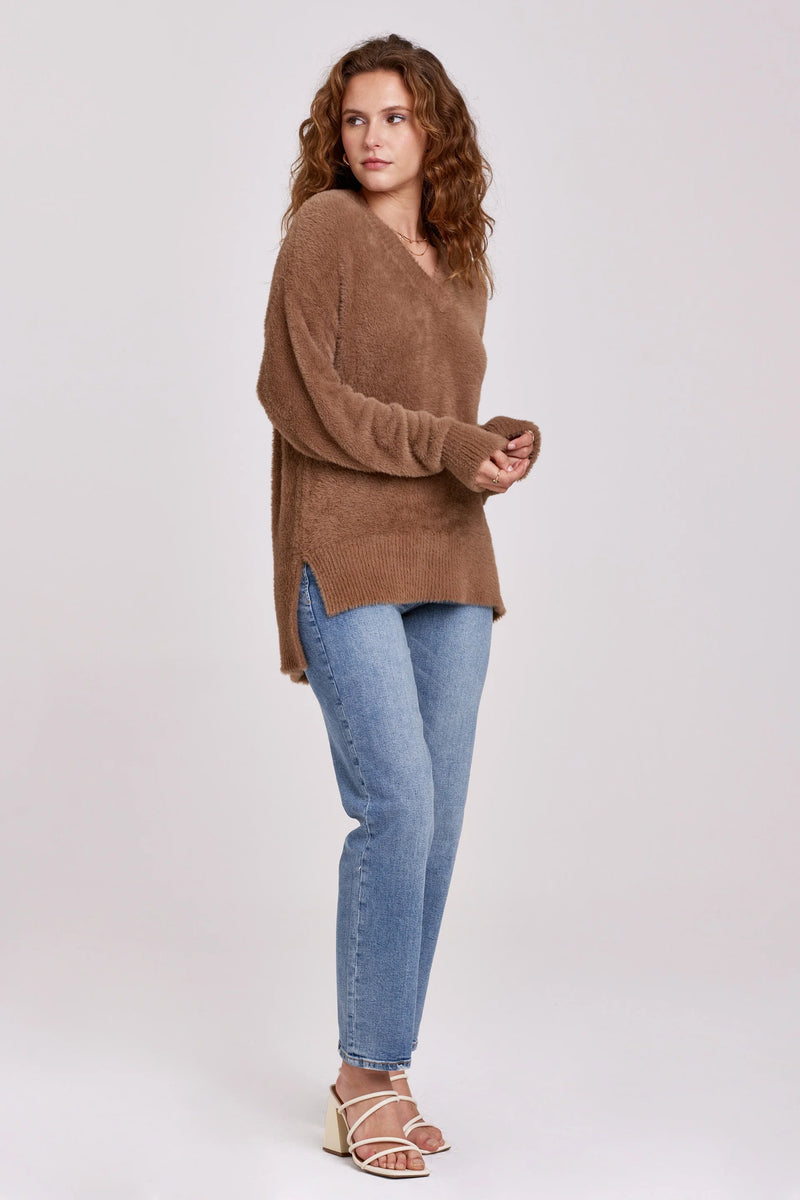 Margarita Walnut V-Neck Sweater by Another Love