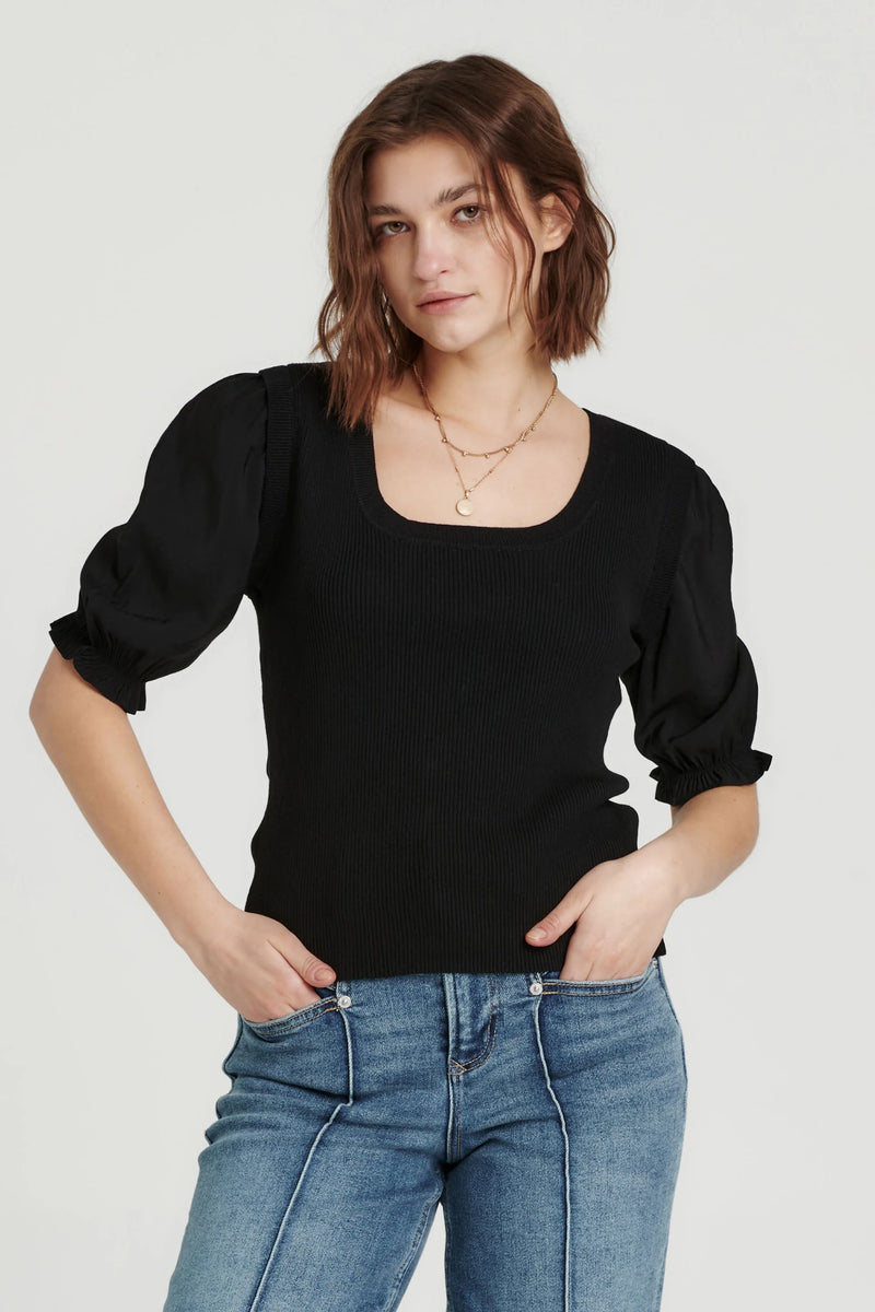 Lenore Square Neck Black Top by Another Love