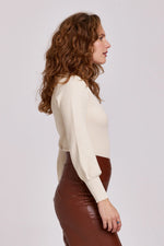 Lincoln Peplum Sleeve Birch Ribbed Sweater by Another Love