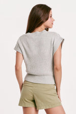 Renata Marled Dove Grey Crochet Sweater by Another Love