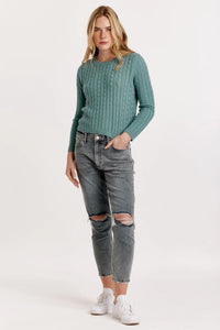 Another Love Lupe Slate Blue Cable Sweater