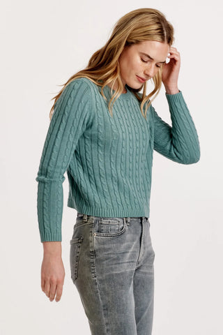 Another Love Lupe Slate Blue Cable Sweater