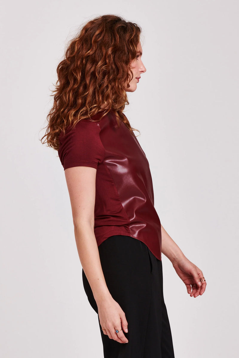 Elaina Vino Pleather Top by Another Love