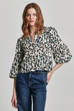 Another Love Granada Bell Sleeve Etched Leopard Top