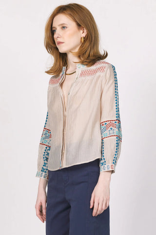 Another Love Makenna Almond Embroidery Top