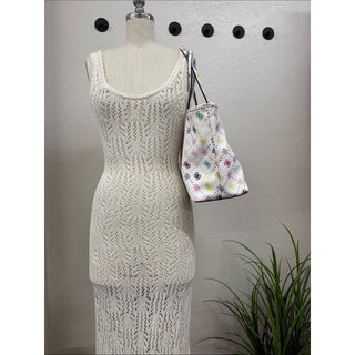 Guess White Tote with Multicolor Logo Print