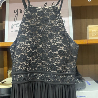 Nightway Black Lace Halter Maxi Dress size 6-lisa#6