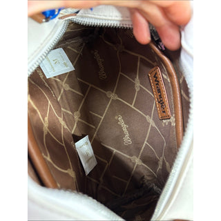 Wrangler White and Brown Two-Tone Satchel with Dual Handles