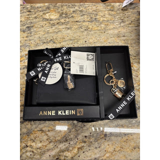 Anne Klein Black Wallet with Gold-Tone Charm Keyring