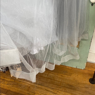 GB Gray Tulle Ball Gown prom dress with Gold Embellishment-lisa#1
