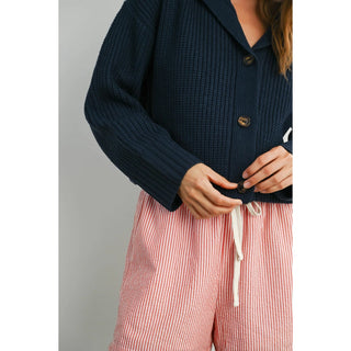 Navy Collared Cardigan