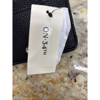 Pebbled Black Leather Wallet with Gold Bow Accent