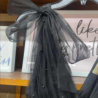 Limelight Black Tiered Tulle Mini Dress with Bow Shoulders-lisa#5