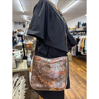 Patricia Nash Brown Floral Leather Shoulder Bag