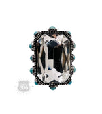 Octagon Clear Rhinestone Ring with Bead Studs