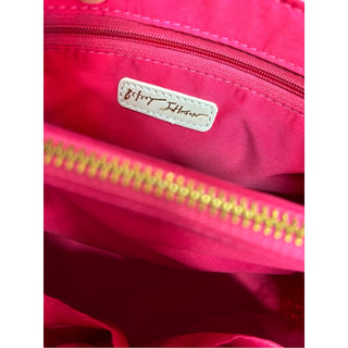 Betsey Johnson Pearl-Embellished Woven satchel Bag in Tan
