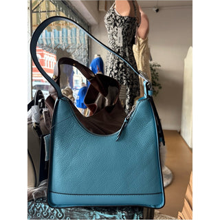 Donna Karen cederhurst buckle hobo Leather Bag Blue