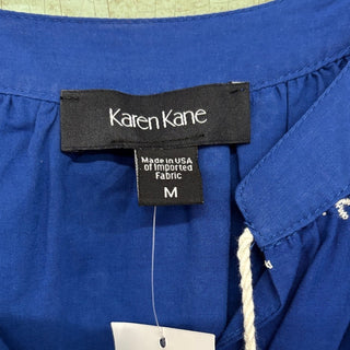 Karen Kane Blue Floral embroidered cotton Tassel dress