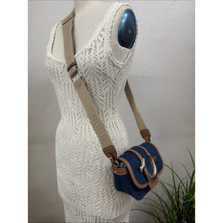 True Religion Denim Crossbody bag with Brown Trim