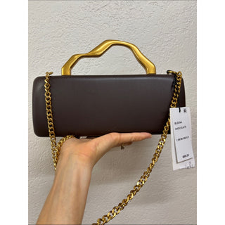 Steve Madden bleena chocolate Clutch with Gold Handle and Chain