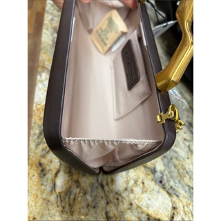 Steve Madden bleena chocolate Clutch with Gold Handle and Chain