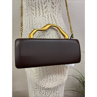 Steve Madden bleena chocolate Clutch with Gold Handle and Chain