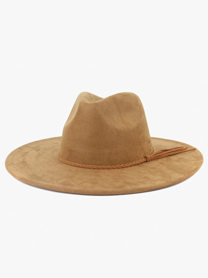 Faux Suede Fedora w/Braided Band