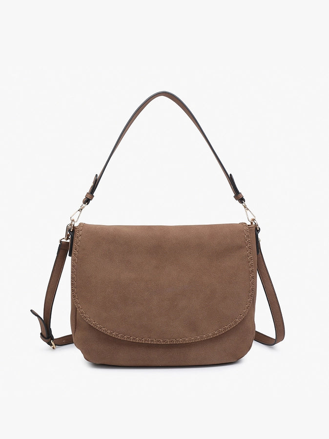 Jess Chocolate Faux Suede Satchel