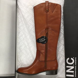 INC International Concepts Women's Brown Leather Knee-High Boots Size US 7.5 M