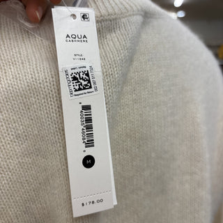 Aqua Cashmere Sweater White Crew Neck Pullover