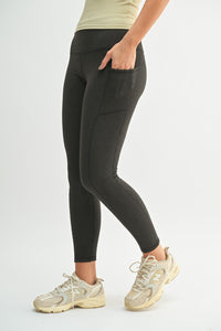 Micro-Ribbed Black Leggings