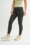 Micro-Ribbed Black Leggings