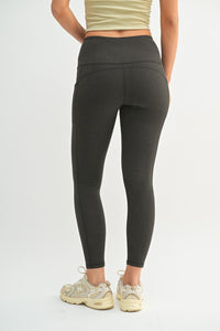 Micro-Ribbed Black Leggings