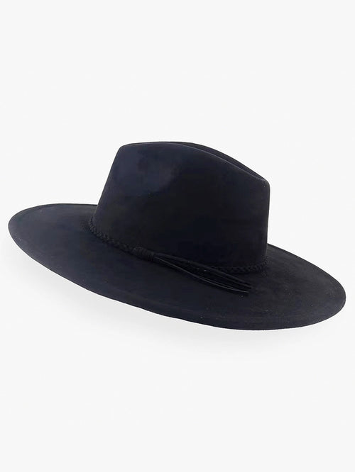 Faux Suede Fedora w/Braided Band