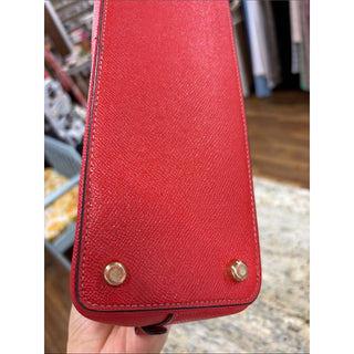 Coach Red Leather Dome Satchel with Gold Hardware