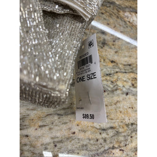 On 34th Silver Beaded Bow-Accent Wristlet Evening Bag