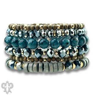 Blue Artsy Stone & Clay Bead Bracelet