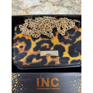 I.N.C. Leopard Print Haircalf Crossbody with Gold Chain