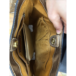 Patricia Nash Brown Floral Leather Shoulder Bag