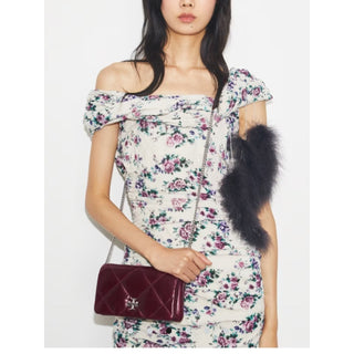 Tory Burch Quilted Burgundy Shoulder Bag with Silver Chain