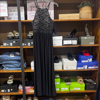 Nightway Black Lace Halter Maxi Dress size 6-lisa#6