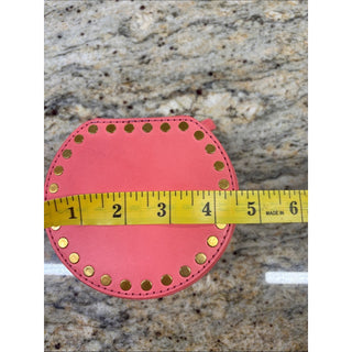 Old trend leather peach Round Coral Jewelry Case with Gold Stud