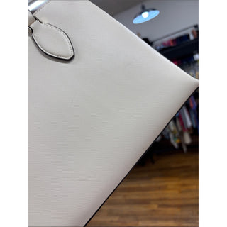 kate spade Cream Leather Top-Handle Satchel with Logo