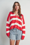 Red Striped Cardigan