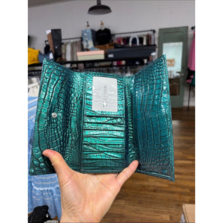 Brahmin Emerald Green Croc-Embossed Leather Wallet