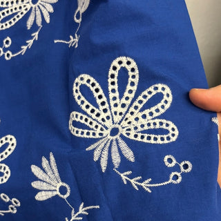 Karen Kane Blue Floral embroidered cotton Tassel dress